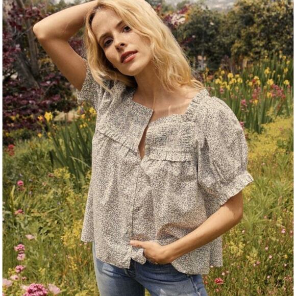 DOEN Farley Top in Cream Cottage Floral Print S - Picture 10 of 10